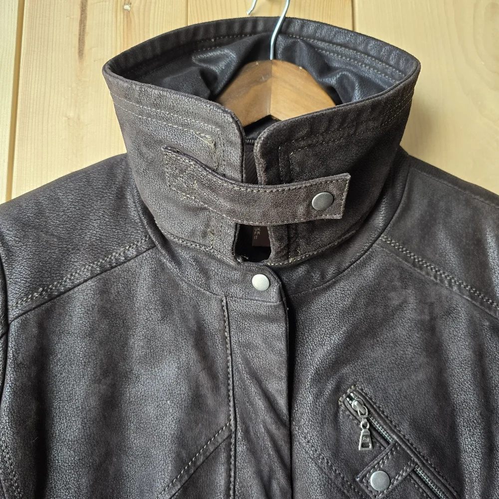 Danier Dark Brown Leather Zip Up Jacket Womens Small - Picture 6 of 12